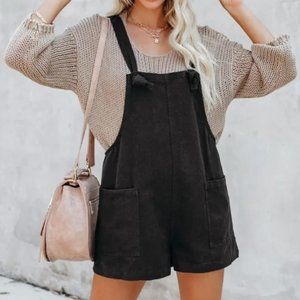 Vici COTTON LINEN POCKETED ROMPER - SMALL